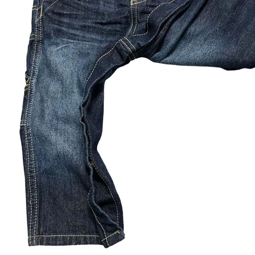 OshKosh 18m Denim Red Logo Appliqué Overalls